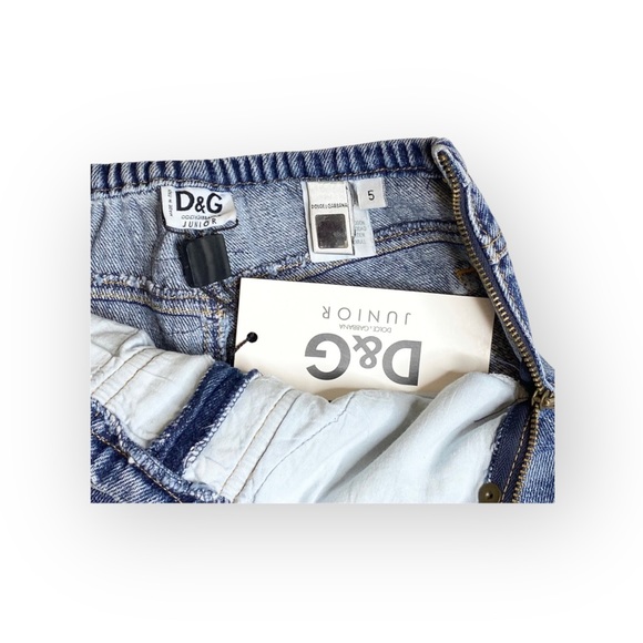 new Y2K Dolce & Gabbana D&G Junior ☻ Tie Front Denim Jeans ☻ Medium Blue ☻ 5 10 - Picture 8 of 16